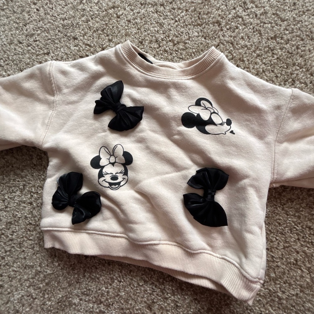 Disney Kids Cream Sweatshirt with Black Minnie Mouse Design
